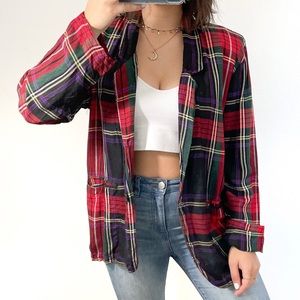 Vintage red black purple lightweight blazer top